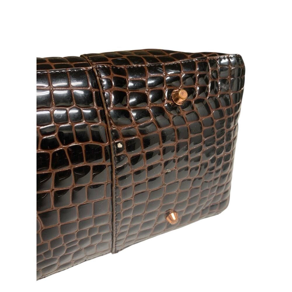 La Gioe di Toscana Sharon Gioe Burgundy Reptile Leather Dome Satchel Bag - Picture 12 of 16
